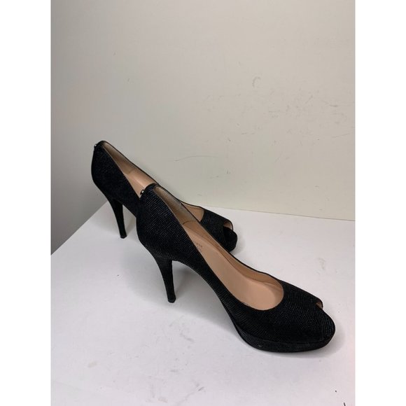 Stuart Weitzman for Russell & Bromley Black Textured Pumps Size 10 Open Toe - Picture 2 of 7